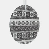 民族白黒:時代を超越したパターン ガラスオーナメント (正面右)