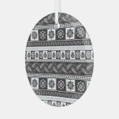民族白黒:時代を超越したパターン ガラスオーナメント (正面左)