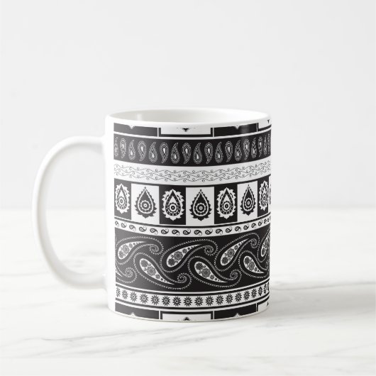 民族白黒:時代を超越したパターン コーヒーマグカップ (左)