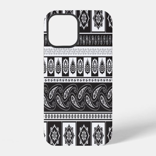 民族白黒：時代を超越したパターン iPhoneケース (裏面)