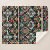 民族的なボホの継ぎ目のないパターン。エスノオーナメント。トリブ シェルパブランケット (正面(横))
