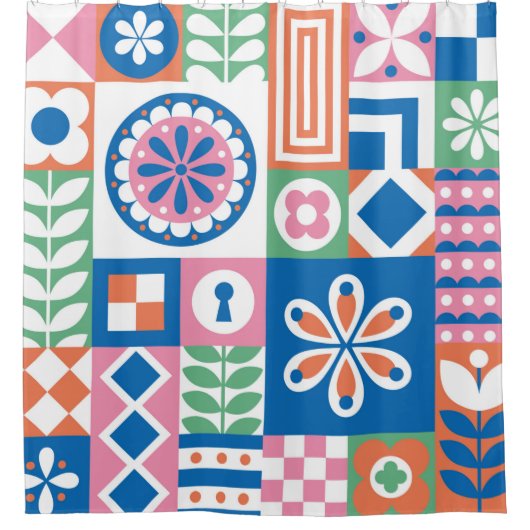 民族的なボホの継ぎ目のないパターン。部族アートプリント。アブ シャワーカーテン (正面)