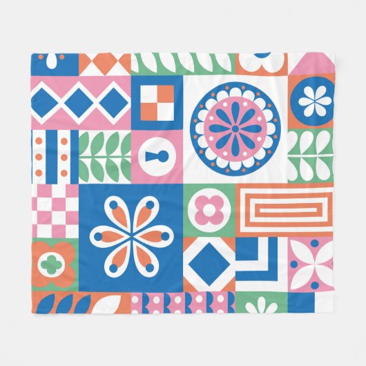 民族的なボホの継ぎ目のないパターン。部族アートプリント。アブ フリースブランケット (正面(横))