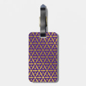 民族的なモロッコパープルと金ゴールドパターン ラゲッジタグ (裏面縦)
