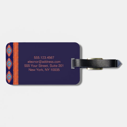 民族的な幾何学的パターン。名刺 ラゲッジタグ (裏面横)