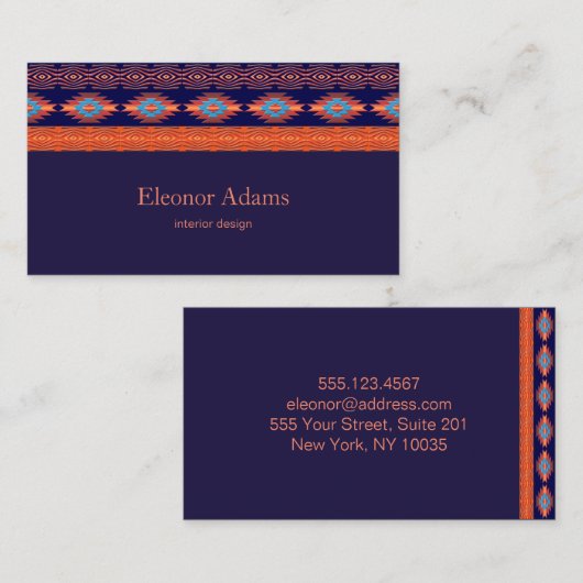 民族的な幾何学的パターン。名刺 名刺 (正面/裏面)