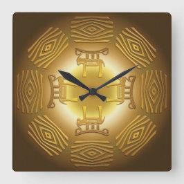 民族的な部族アフリカのパターン スクエア壁時計