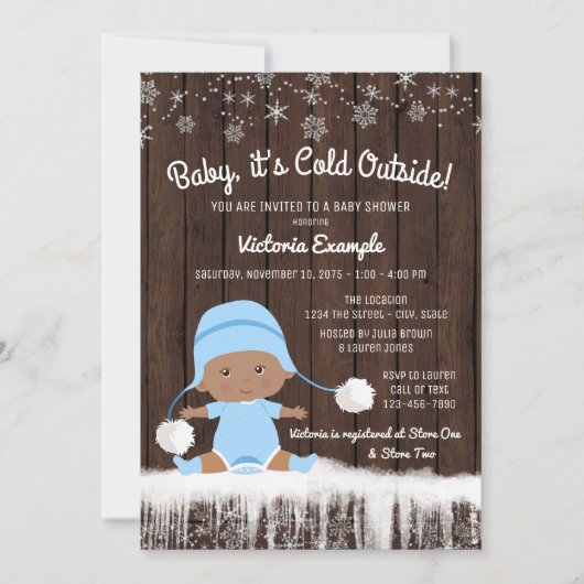 民族系の赤ちゃんのベビーシャワー Baby its Cold Outside 招待状 (正面)