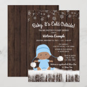 民族系の赤ちゃんのベビーシャワー Baby its Cold Outside 招待状 (正面/裏面)