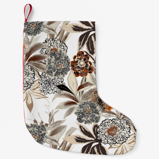 民族美術の花と葉イラストレーションのパターン スモールクリスマスストッキング (正面)