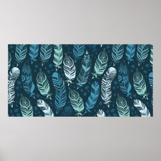 民族羽の継ぎ目のないパターン ポスター (正面)