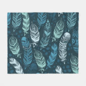 民族羽:シームレカラフルスパターン。 フリースブランケット (正面(横))