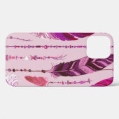民族羽:明るい色のパターン。 Case-Mate iPhoneケース (裏面 (横))