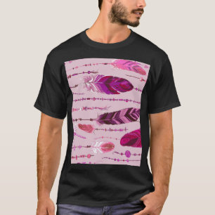 民族羽:明るい色のパターン。 Tシャツ