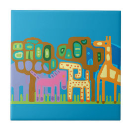 民族芸術アフリカの動物 タイル