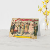 民族衣装を着た女性を描いたサーカスのポスター カード (黄色い花)