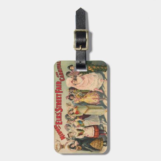 民族衣装を着た女性を描いたサーカスのポスター ラゲッジタグ (正面縦)