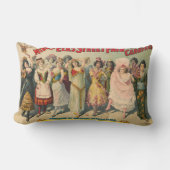 民族衣装を着た女性を描いたサーカスのポスター ランバークッション (正面)