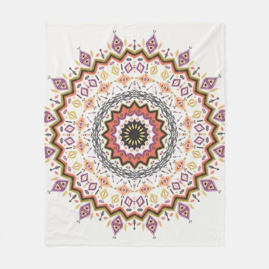 民族装飾:ヴィンテージ先住民オーナメント フリースブランケット (正面)