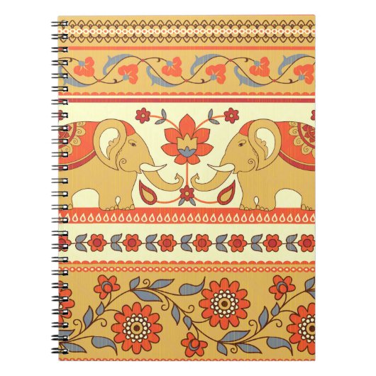 民族象、花、シームレスなパターン。 ノートブック (正面)
