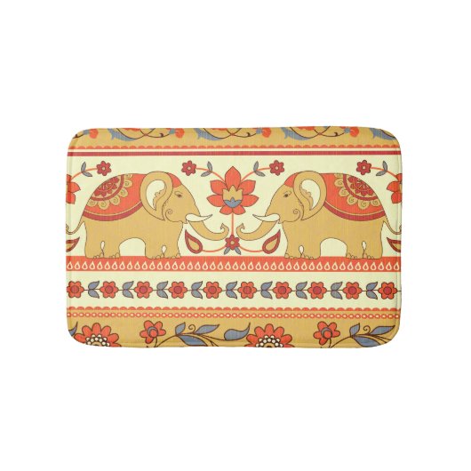 民族象、花、シームレスなパターン。 バスマット (正面)