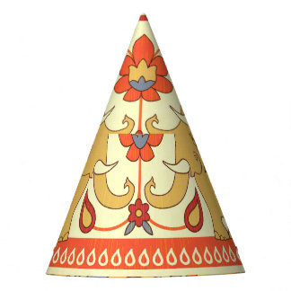 民族象、花、シームレスなパターン。 パーティーハット