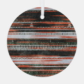 民族部族ストライプのデザイン：ラグ。 ガラスオーナメント (裏面)