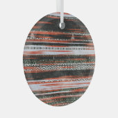 民族部族ストライプのデザイン：ラグ。 ガラスオーナメント (正面右)