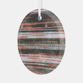 民族部族ストライプのデザイン：ラグ。 ガラスオーナメント (正面左)