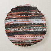 民族部族ストライプのデザイン：ラグ。 ラウンドクッション (裏面)