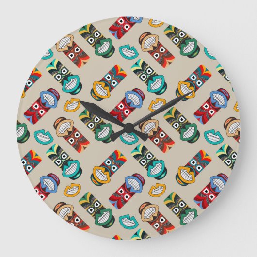 民族部族マスク ラージ壁時計 (正面)