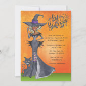 民族魔女ハロウィーン招待状、衣装パーティー 招待状 (正面)