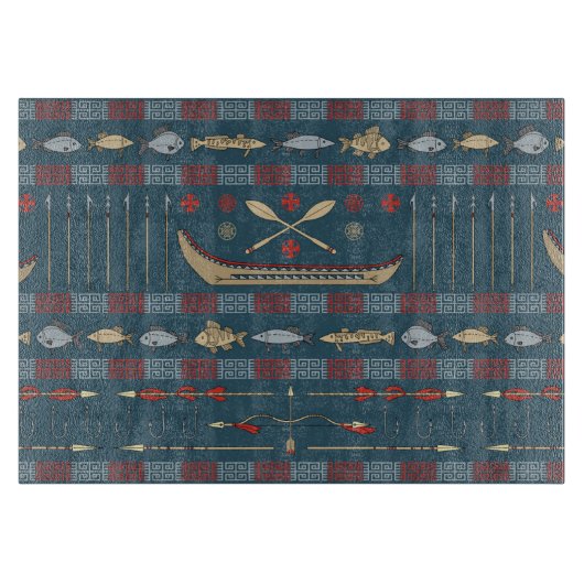 民族魚釣りパターン カッティングボード (正面)