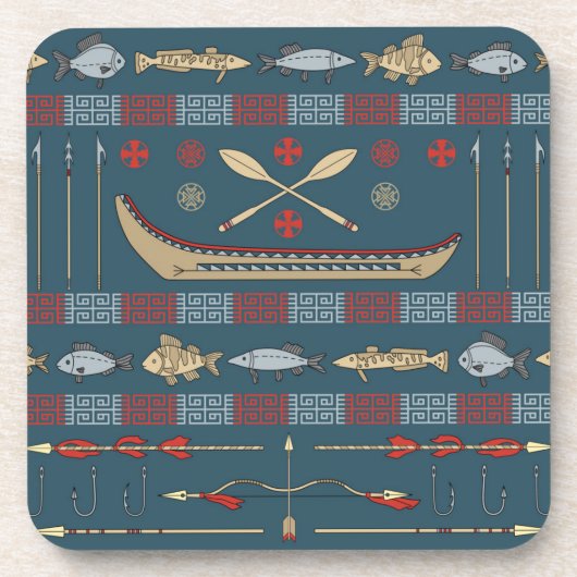 民族魚釣りパターン コースター (正面)