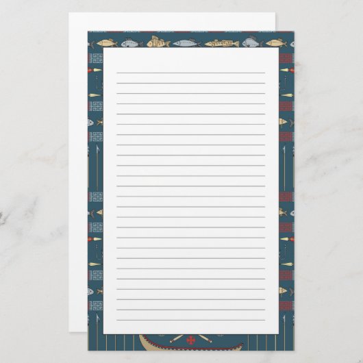 民族魚釣り型 便箋 (正面/裏面)