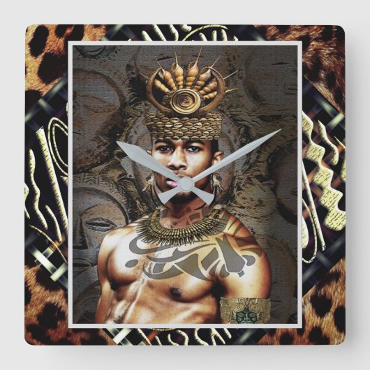 民族 スクエア壁時計 (正面)