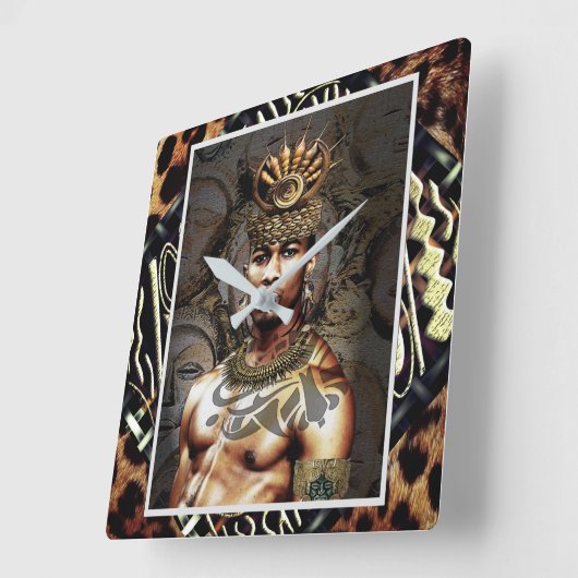 民族 スクエア壁時計 (傾斜)