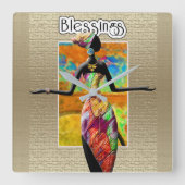 民族 スクエア壁時計 (正面)