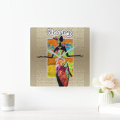 民族 スクエア壁時計 (ホーム)