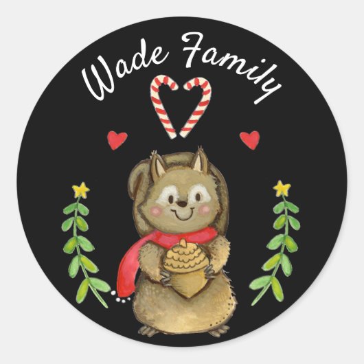 民芸のスタイルの休日のリスの封筒用シール ラウンドシール (正面)