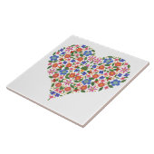 民芸のスタイルの花のハートの白いセラミックタイル タイル (側面)