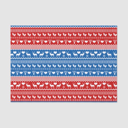 民芸のセーターのスタイルのトナカイおよび雪片 薄葉紙 (正面)