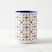 民芸のネオン花の幾何学的なパターン マグカップ (中央)