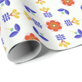 民芸のネオン花の幾何学的なパターン ラッピングペーパー (ロールコーナー)