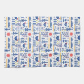 民芸の冬の鳥パターン キッチンタオル (横)