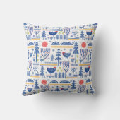 民芸の冬の鳥パターン クッション (裏面)