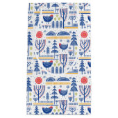 民芸の冬の鳥パターン スモールペーパーバッグ (正面)