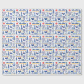 民芸の冬の鳥パターン ラッピングペーパー (フラット)