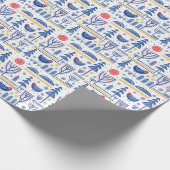 民芸の冬の鳥パターン ラッピングペーパー (角)