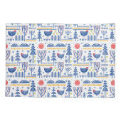 民芸の冬の鳥パターン 枕カバー (裏面-左)